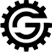 A black and white image of the gear logo.